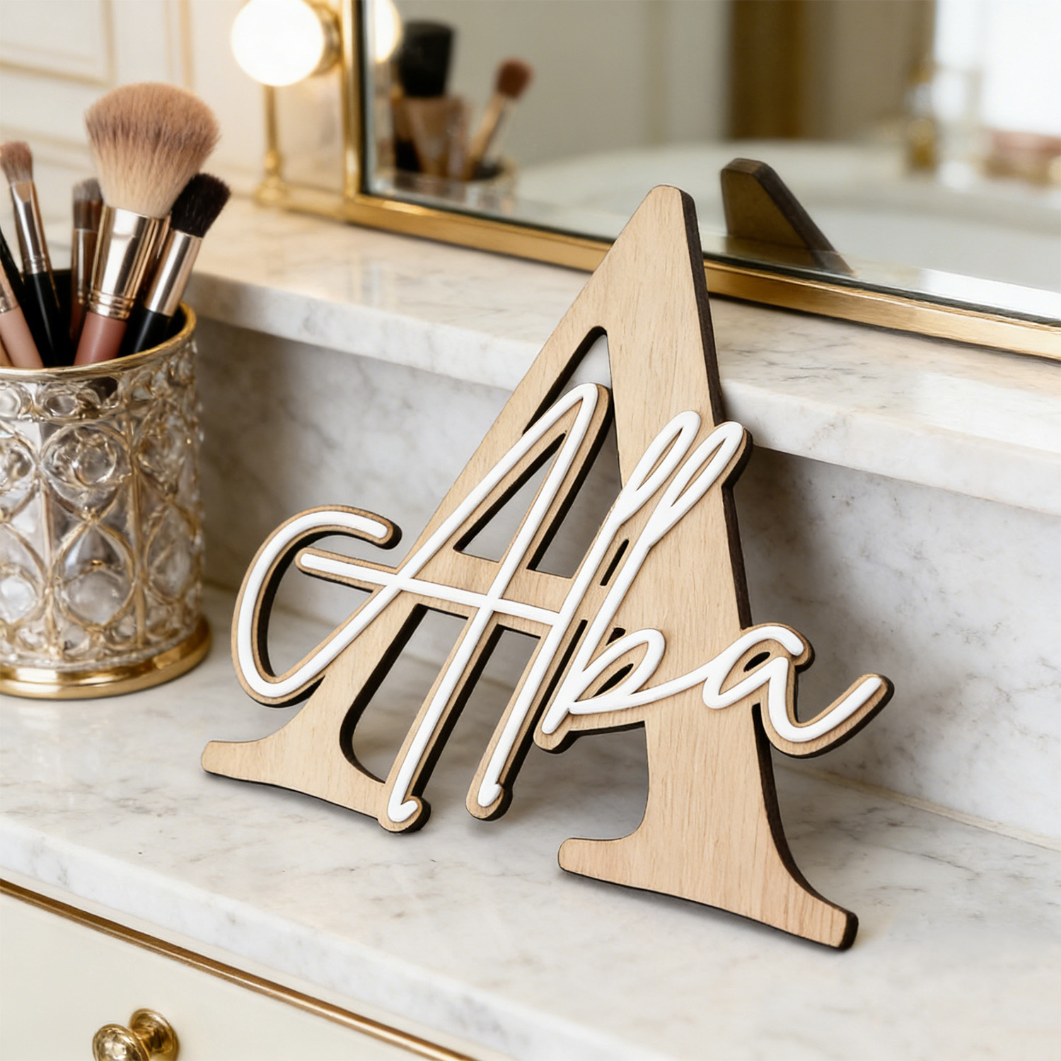 1pc Double-layer Wooden Name D - Baby Nursery Ornaments recension och pris