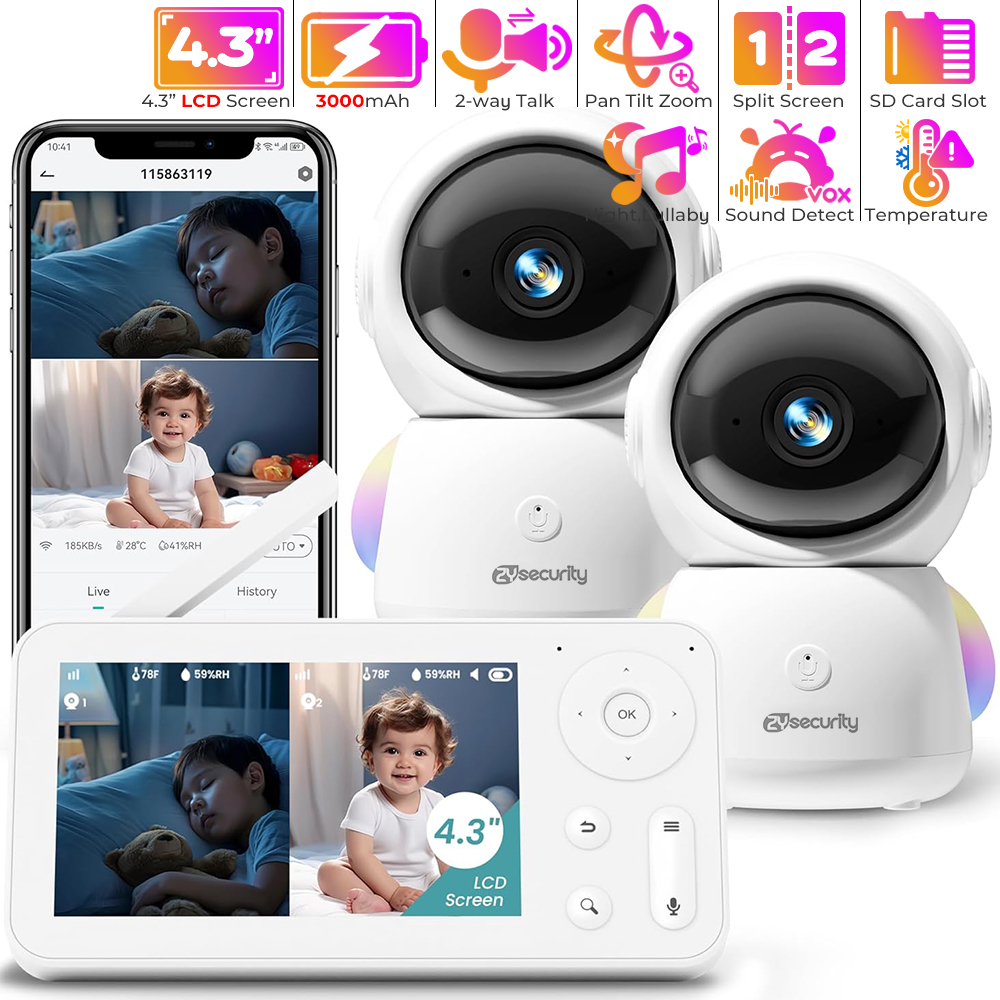2K Baby Monitor with 2 Cameras - Baby Nursery Light recension och pris