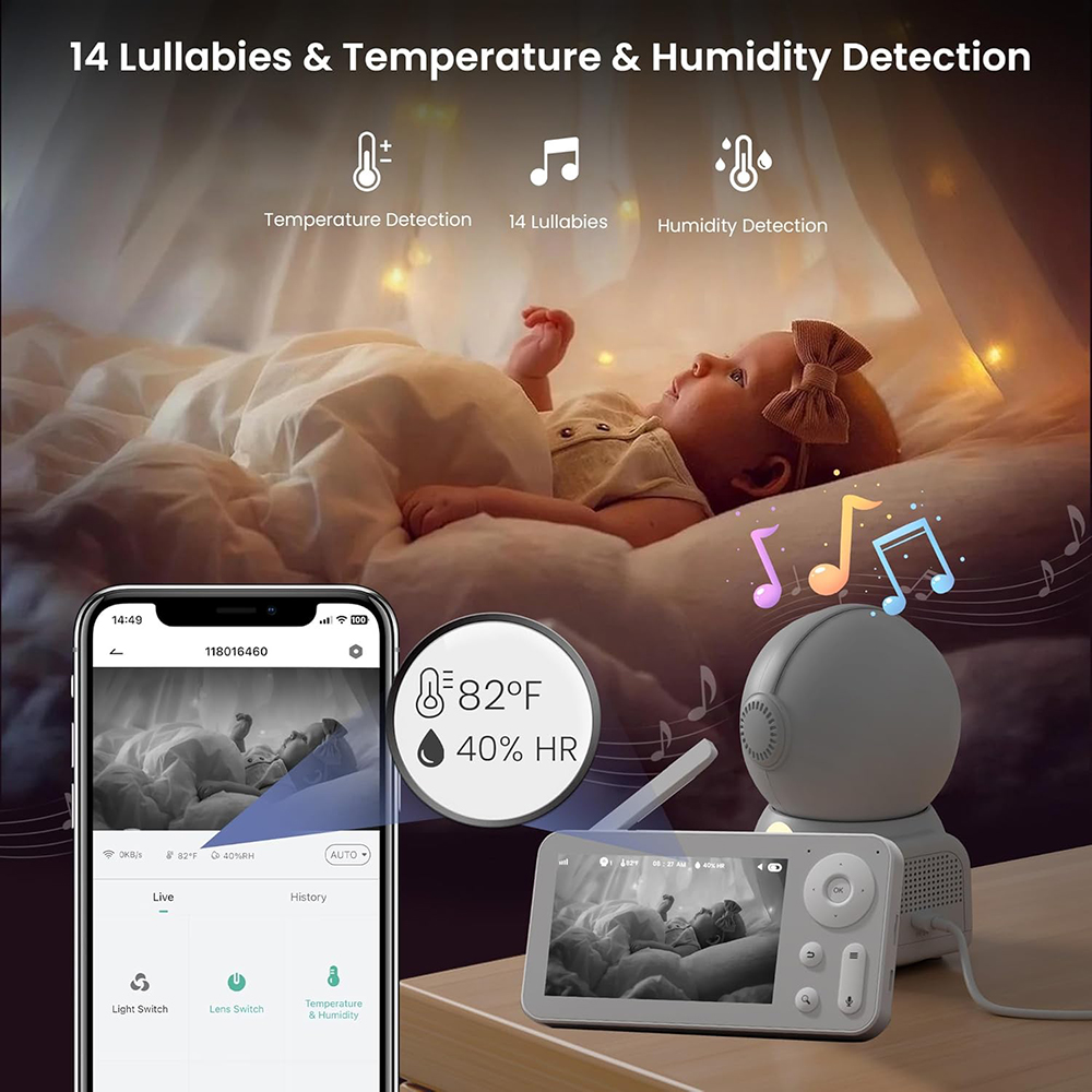 2K Baby Monitor with 2 Cameras - Baby Nursery Light recension och pris