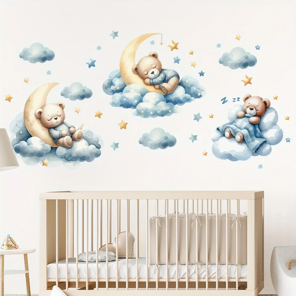 1 Piece Cute Teddy Bear Illust - Wall Decal Nursery recension och pris