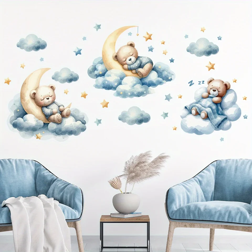 1 Piece Cute Teddy Bear Illust - Wall Decal Nursery recension och pris