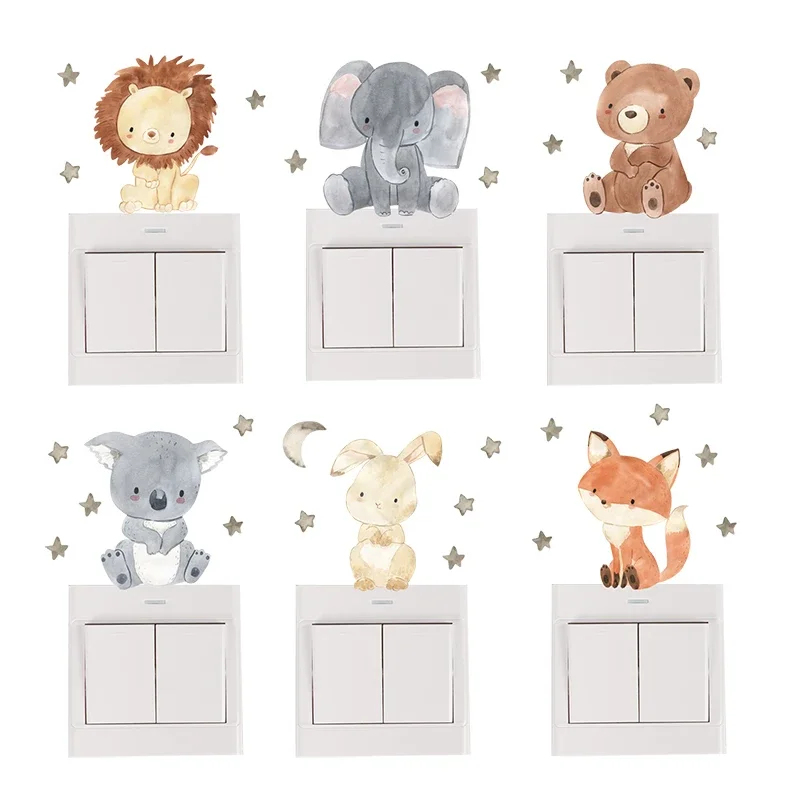 1/2/4/6set Cartoon Animals Wal - Wall Decal Nursery recension och pris
