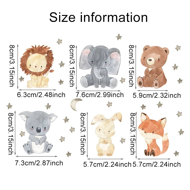 1/2/4/6set Cartoon Animals Wal - Wall Decal Nursery recension och pris