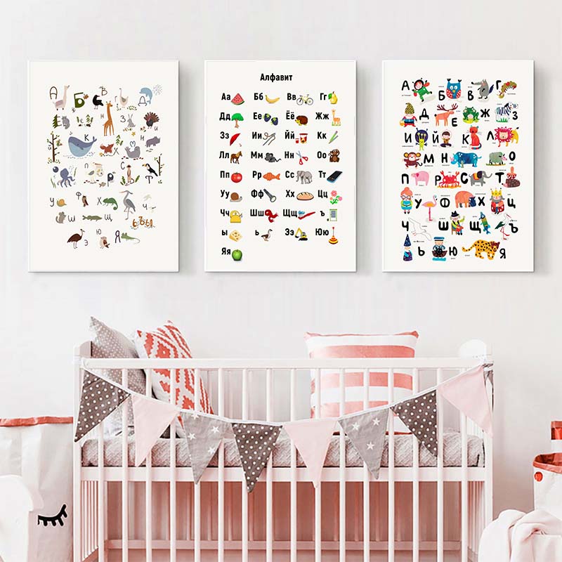 Russian ABC Alphabet Wall Art  - Baby Nursery Mirror recension och pris