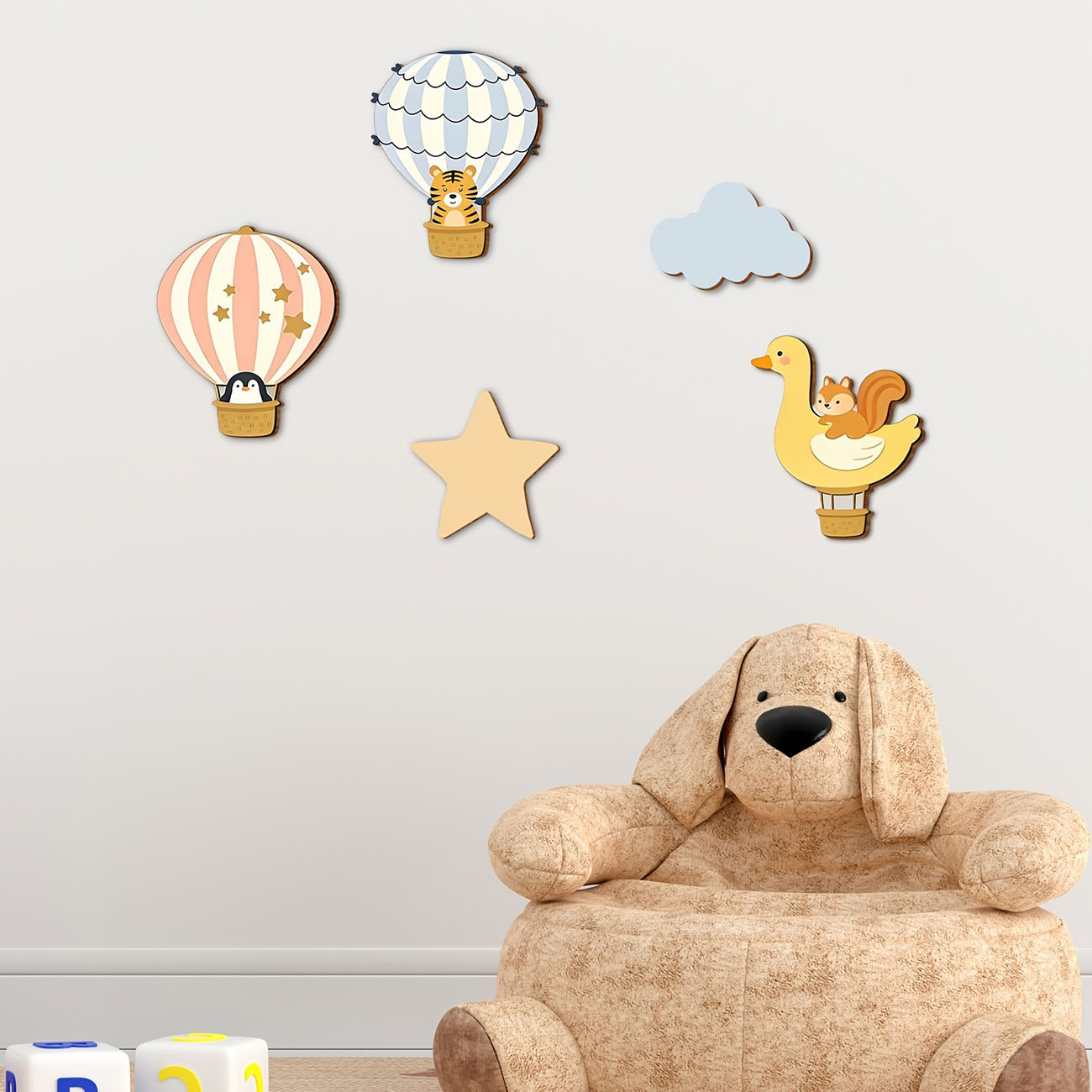 5Pcs Animal Hot Air Balloon Wo - Wall Decal Nursery recension och pris